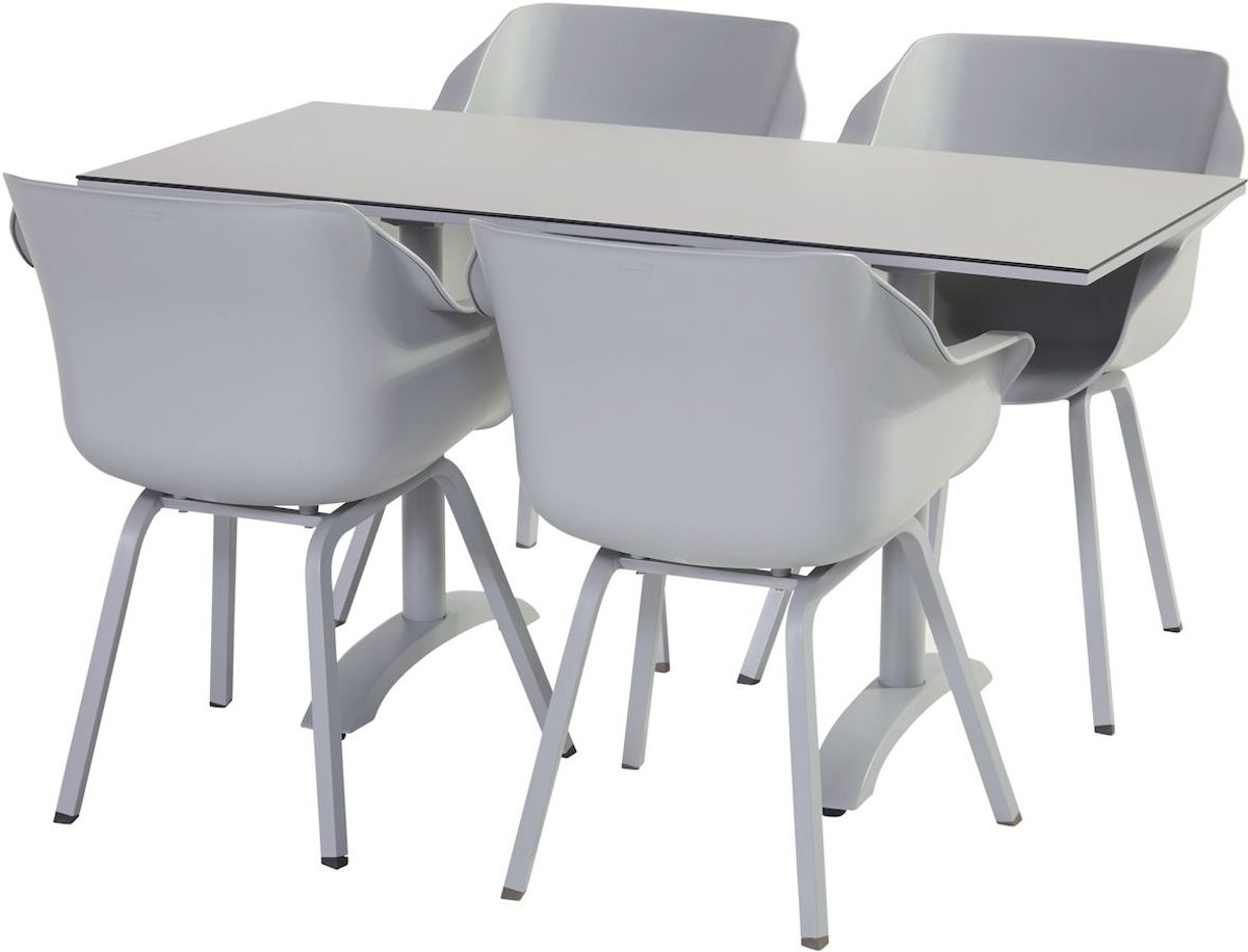 Hartman Sophie Element tuinstoel - 2 stuks - grijs frame - grijs - set van 4 met tuintafel