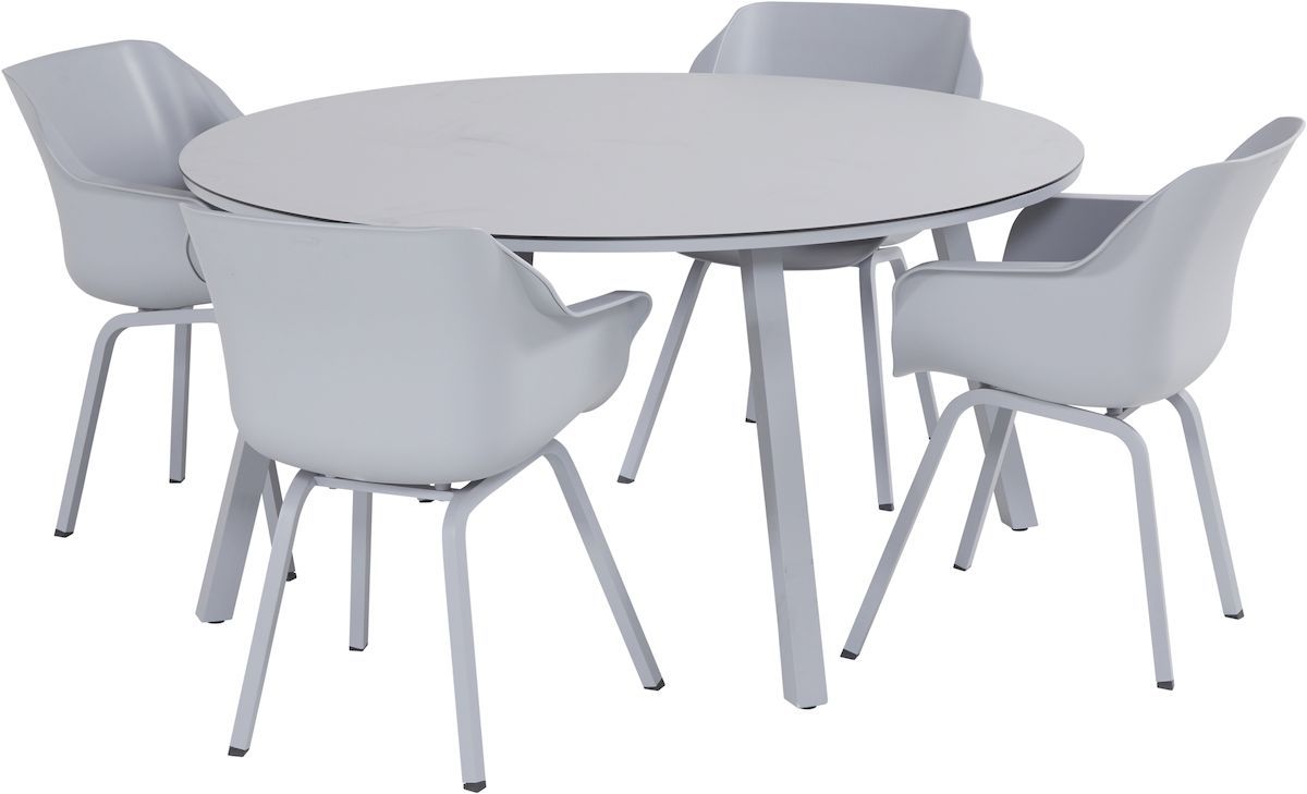 Hartman Sophie Element tuinstoel - 2 stuks - grijs frame - grijs - set van 4 met ronde tuintafel