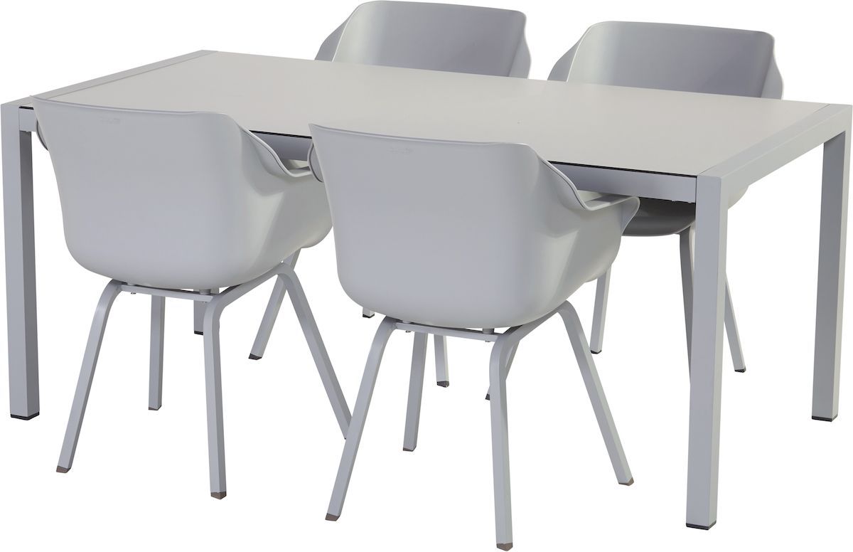 Hartman Sophie Element tuinstoel - 2 stuks - grijs frame - grijs - set van 4 met tuintafel
