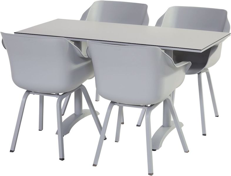 Hartman Sophie Element tuinstoel - 2 stuks - grijs frame - grijs - set van 4 met tuintafel
