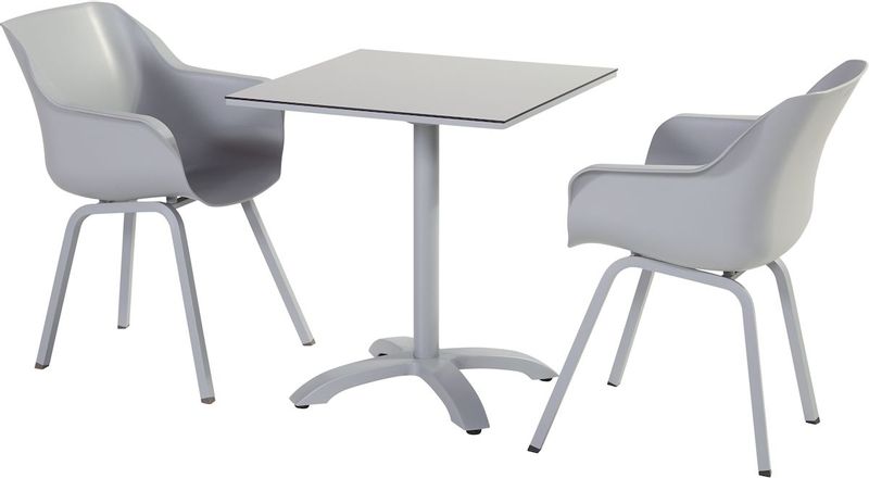 Hartman Sophie Element tuinstoel - 2 stuks - grijs frame - grijs - set van 2 met tuintafel