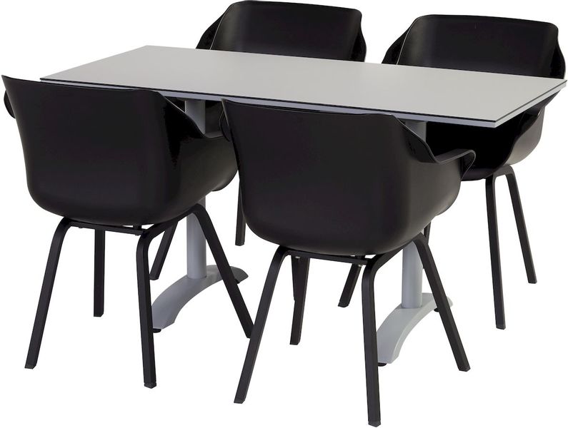 Hartman Sophie Element tuinstoel - 2 stuks - zwart frame - zwart - set van 4 met tuintafel