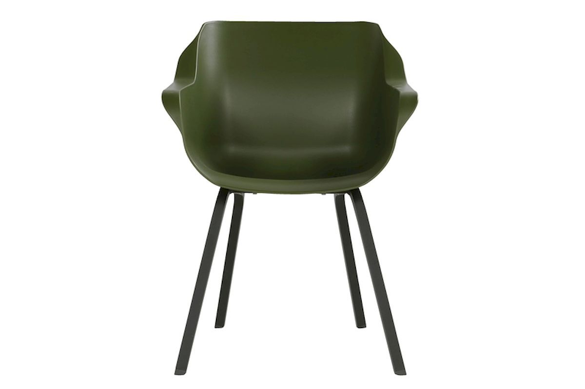 Hartman Sophie Element tuinstoel - 2 stuks - zwart frame - groen - voorkant
