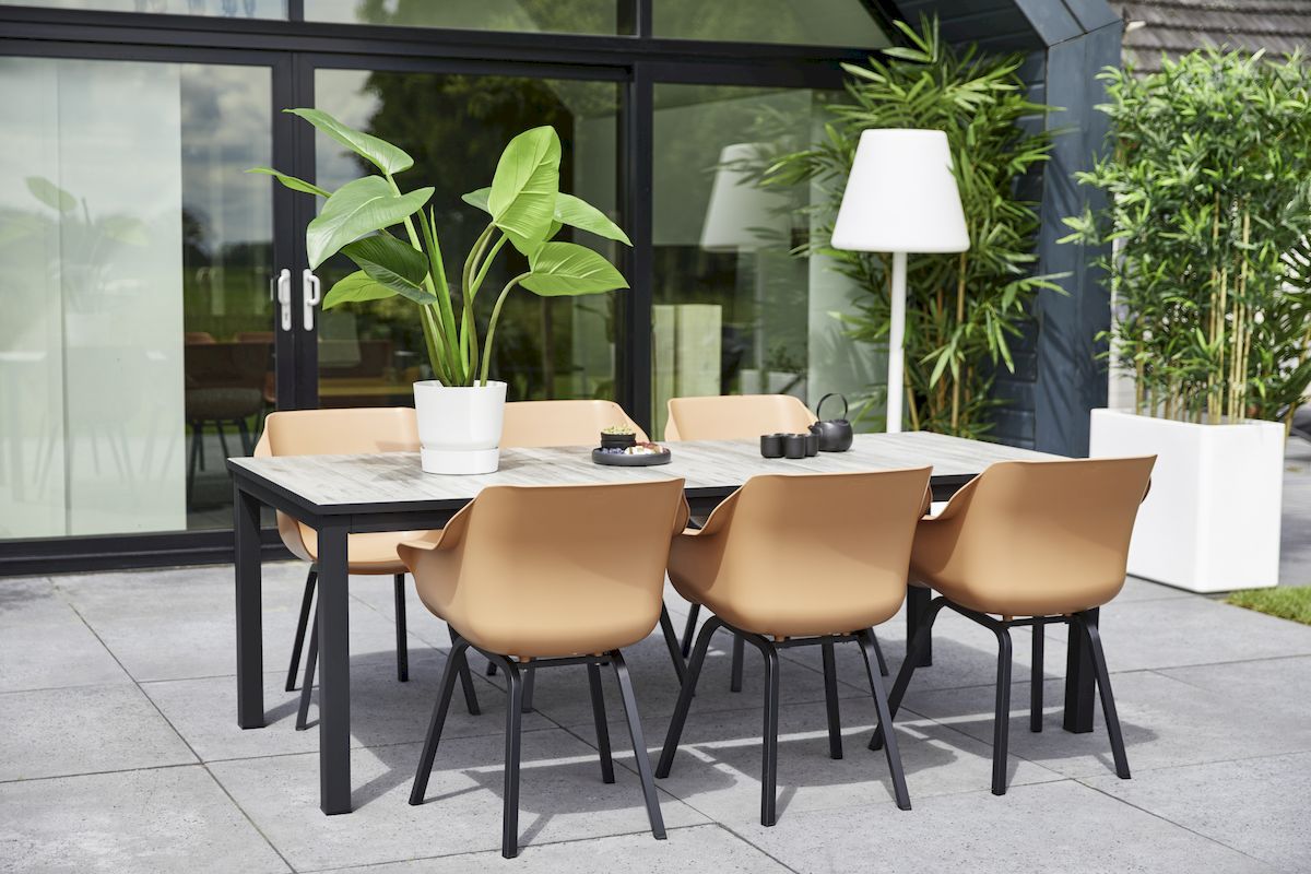 Hartman Sophie Element tuinstoel - 2 stuks - zwart frame - roze