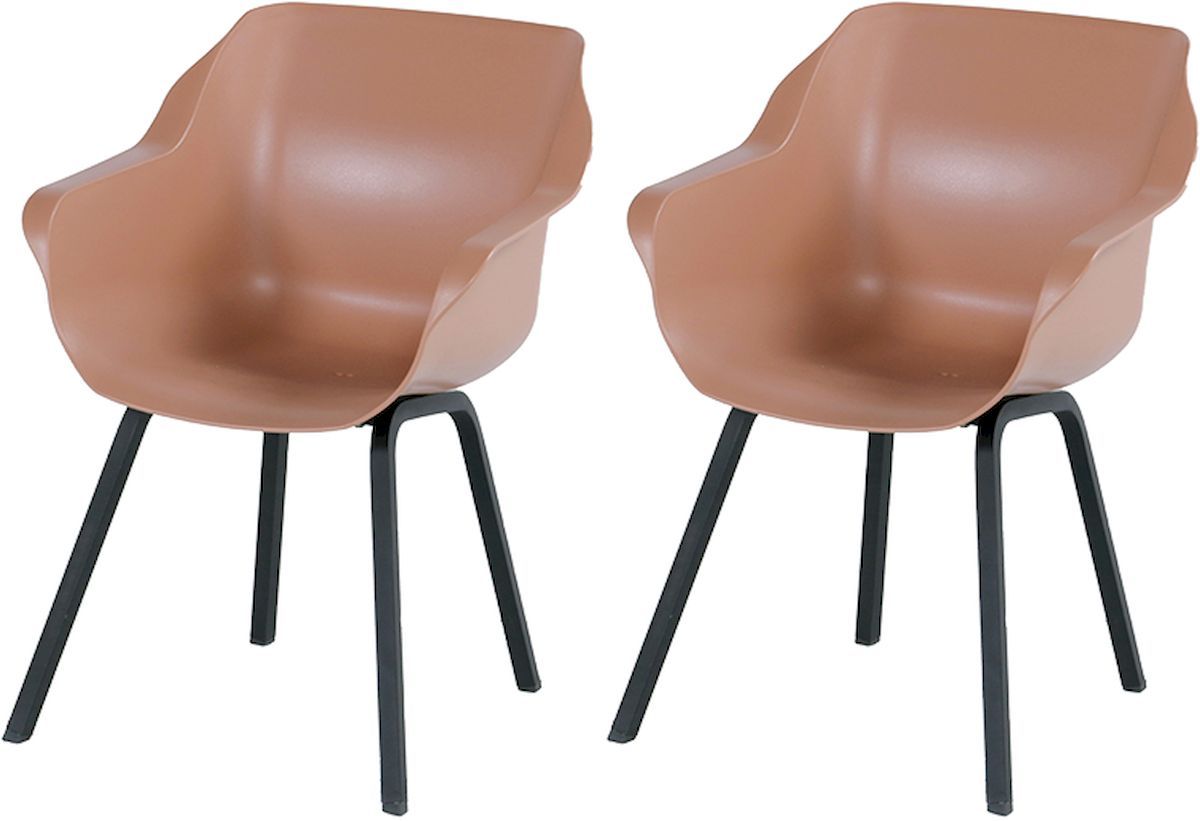Hartman Sophie Element tuinstoel - 2 stuks - zwart frame - roze