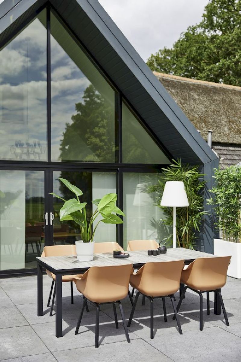 Hartman Sophie Element tuinstoel - 2 stuks - zwart frame - roze