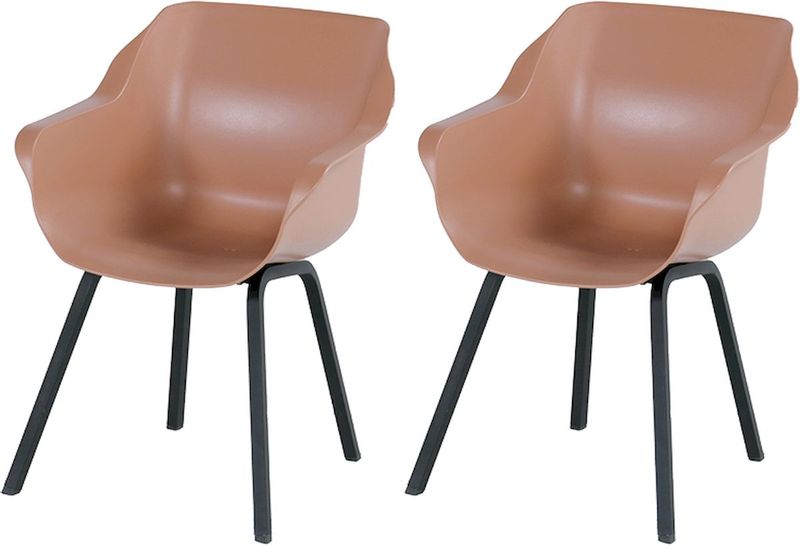 Hartman Sophie Element tuinstoel - 2 stuks - zwart frame - roze