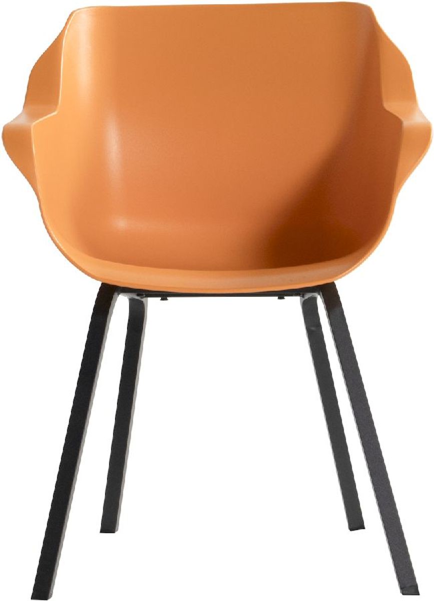 Hartman Sophie Element tuinstoel - 2 stuks - zwart frame - oranje - voorkant