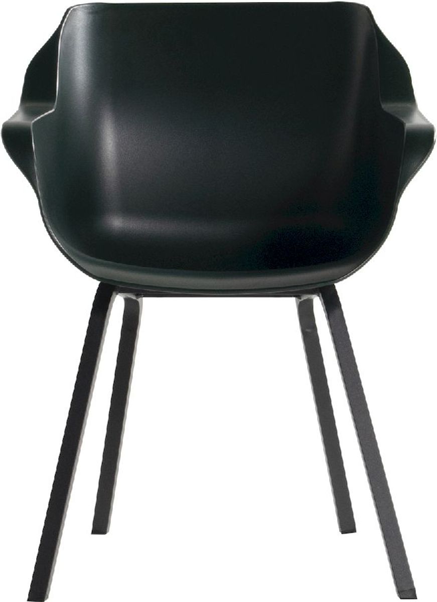 Hartman Sophie Element tuinstoel - 2 stuks - zwart frame - donkergroen - voorkant