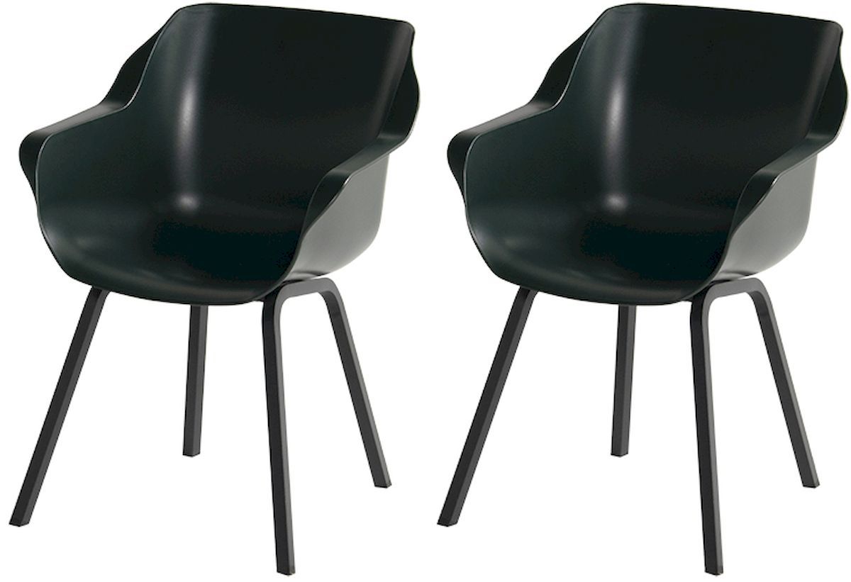 Hartman Sophie Element tuinstoel - 2 stuks - zwart frame - donkergroen