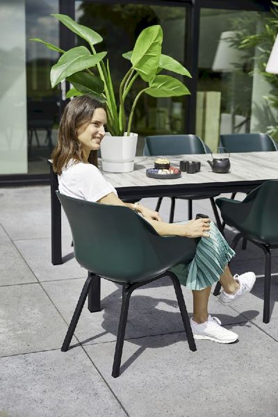 Hartman Sophie Element tuinstoel - 2 stuks - zwart frame - donkergroen