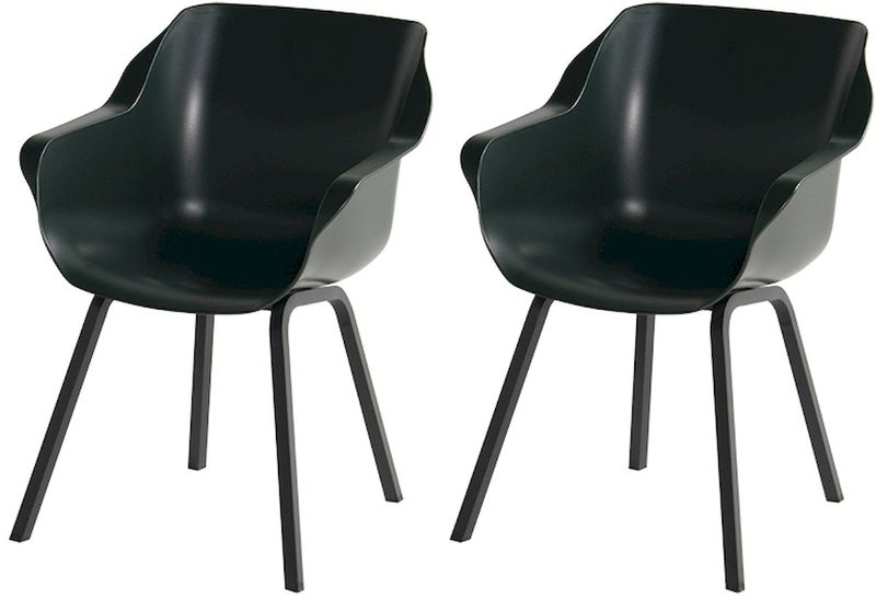 Hartman Sophie Element tuinstoel - 2 stuks - zwart frame - donkergroen