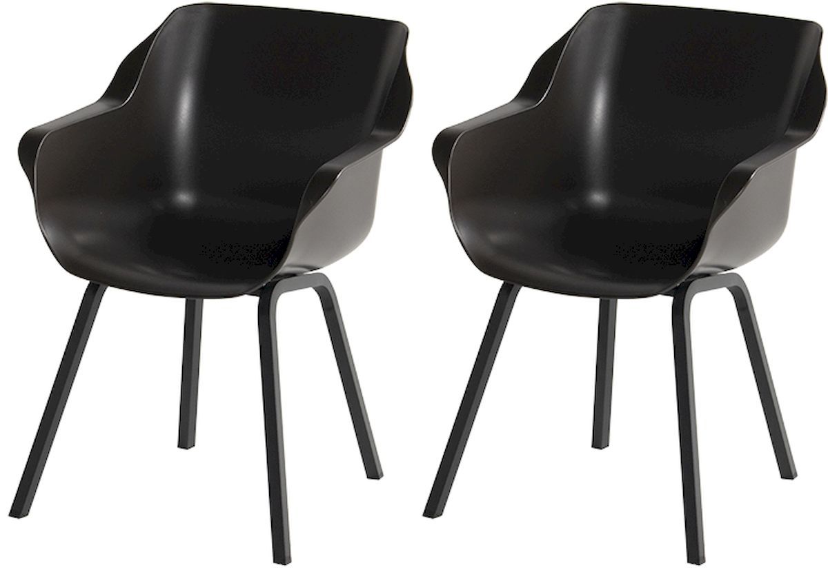Hartman Sophie Element tuinstoel - 2 stuks - zwart frame - bruin