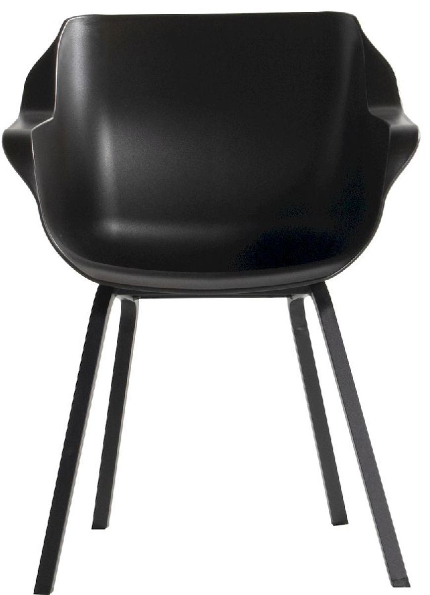 Hartman Sophie Element tuinstoel - 2 stuks - zwart frame - bruin - voorkant