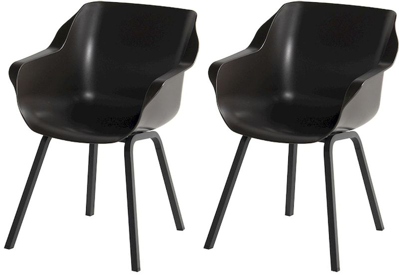 Hartman Sophie Element tuinstoel - 2 stuks - zwart frame - bruin