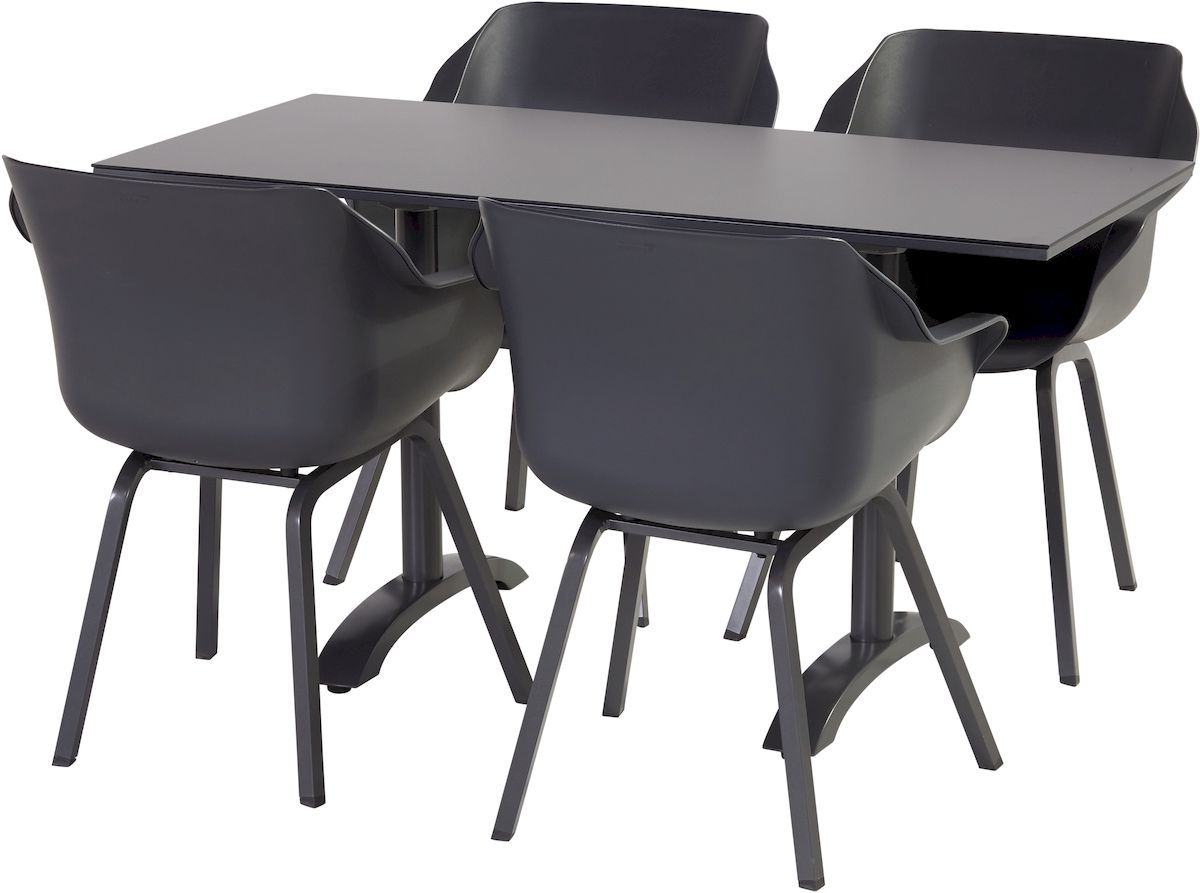 Hartman Sophie Element tuinstoel - 2 stuks - antraciet frame - antraciet - set van 4 met tuintafel