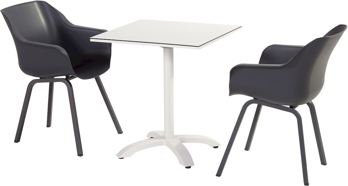Hartman Sophie Element tuinstoel - 2 stuks - antraciet frame - antraciet - set van 2 met tuintafel
