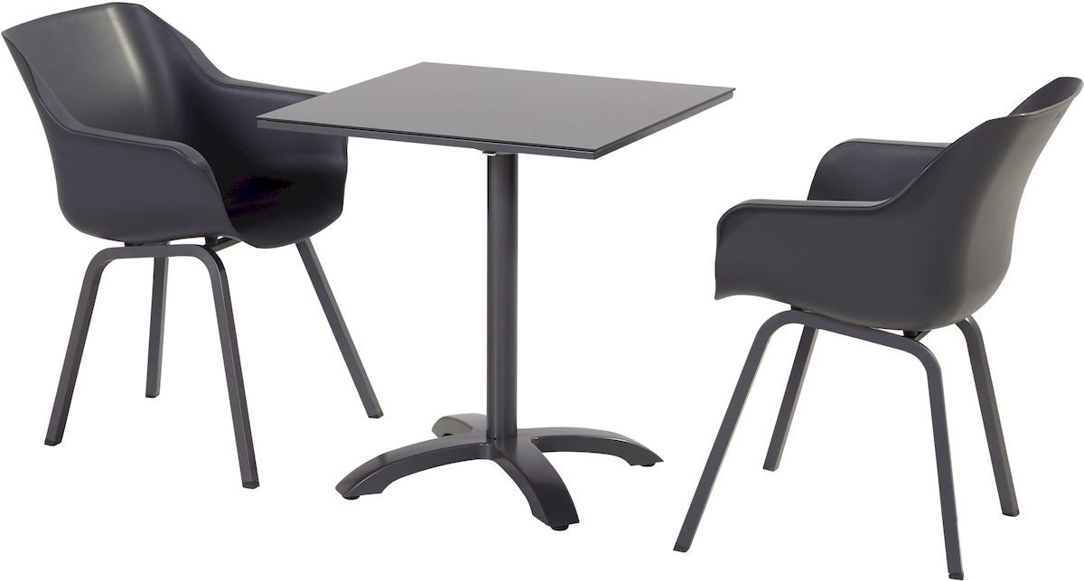 Hartman Sophie Element tuinstoel - 2 stuks - antraciet frame - antraciet - set van 2 met tuintafel