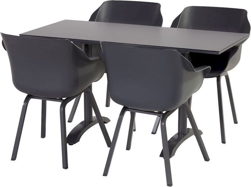 Hartman Sophie Element tuinstoel - 2 stuks - antraciet frame - antraciet - set van 4 met tuintafel