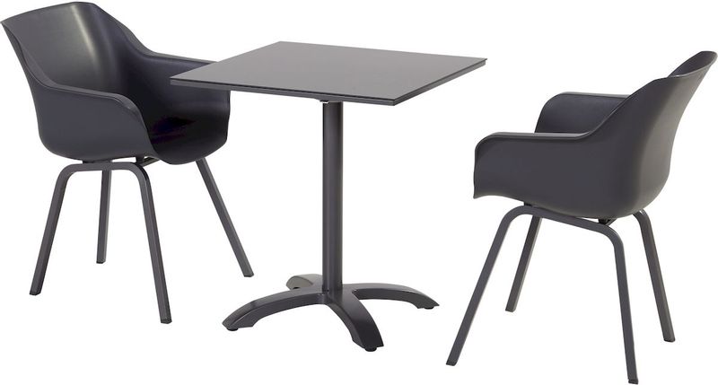 Hartman Sophie Element tuinstoel - 2 stuks - antraciet frame - antraciet - set van 2 met tuintafel