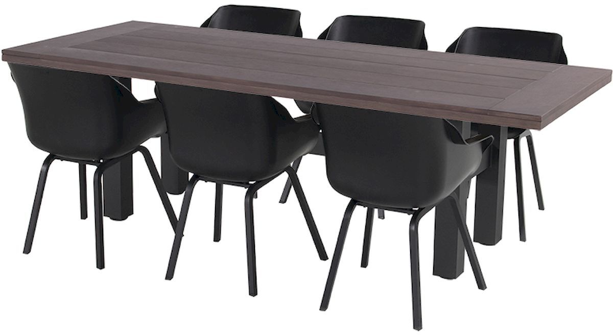 Hartman Green Valley Element tuinstoel - 2 stuks - zwart - set van 6 met tuitnafel