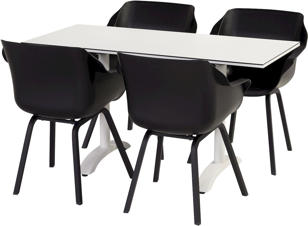 Hartman Green Valley Element tuinstoel - 2 stuks - zwart - set van 4 met witte tuintafel