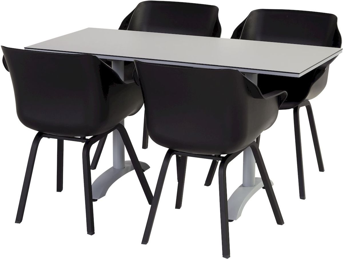 Hartman Green Valley Element tuinstoel - 2 stuks - zwart - set van 4 met tuintafel