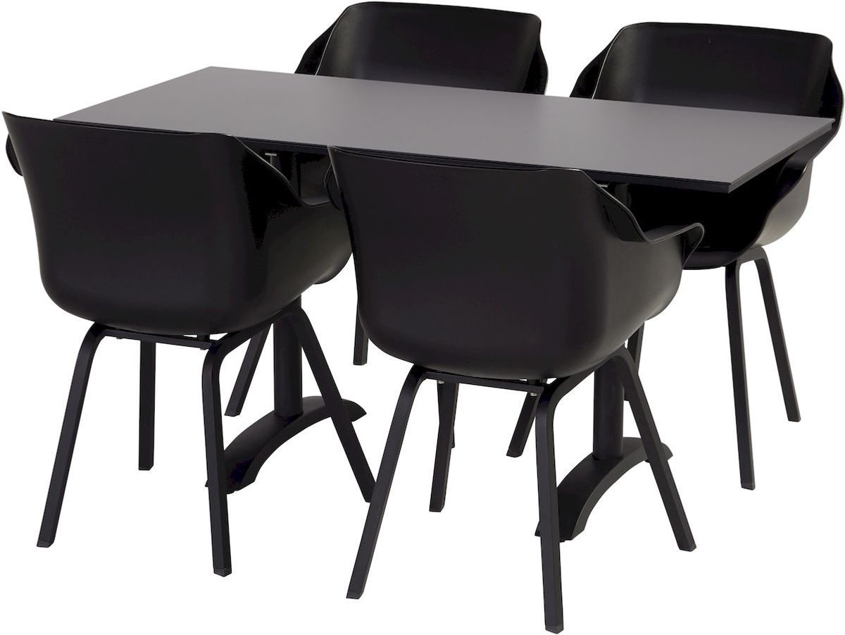 Hartman Green Valley Element tuinstoel - 2 stuks - zwart - set van 4 met tuintafel
