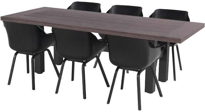 Hartman Green Valley Element tuinstoel - 2 stuks - zwart - set van 6 met tuitnafel