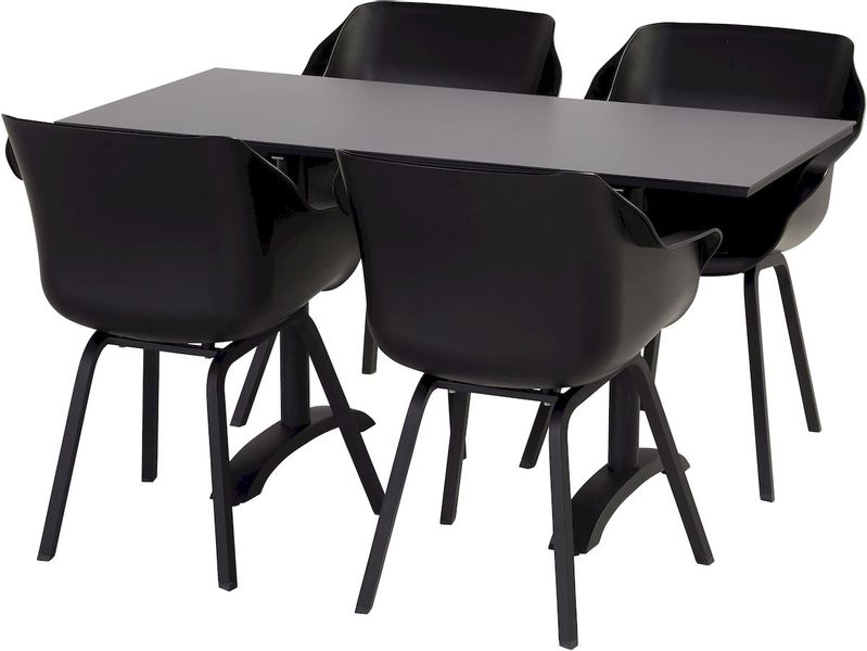 Hartman Green Valley Element tuinstoel - 2 stuks - zwart - set van 4 met tuintafel
