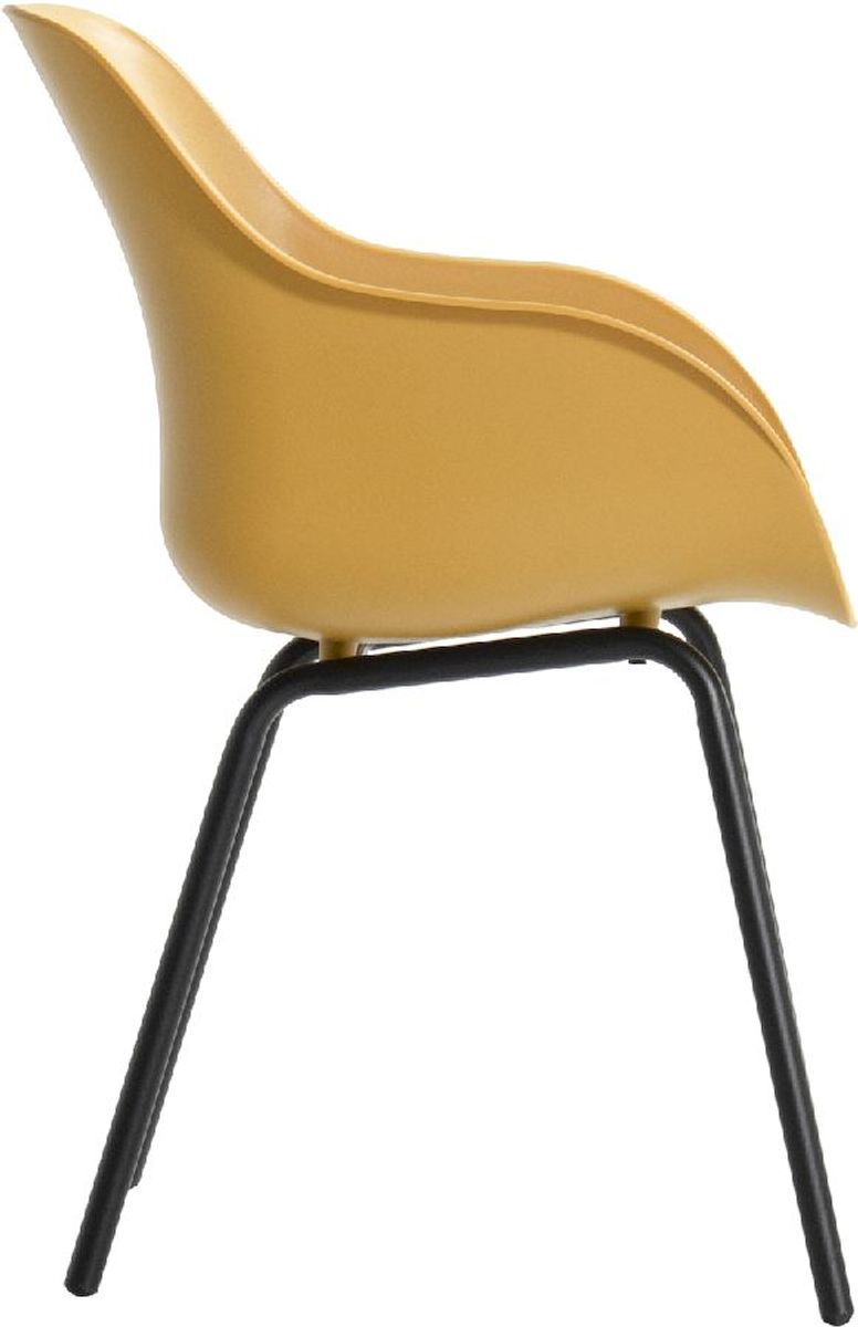Hartman Sophie Rondo Elegance tuinstoel - 2 stuks - zwart frame - geel - zijkant