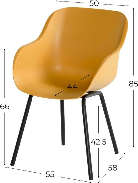 Hartman Sophie Rondo Elegance tuinstoel - 2 stuks - zwart frame - geel - afmetingen