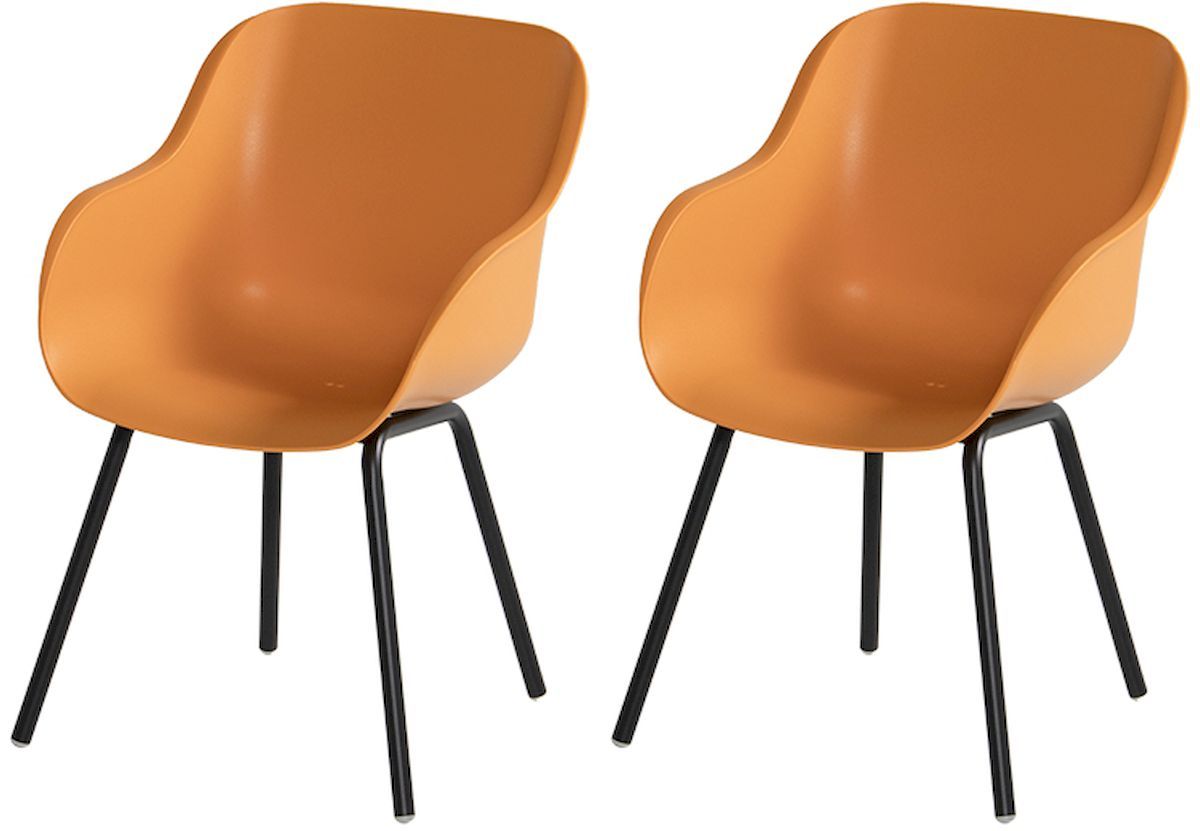 Hartman Sophie Rondo Elegance tuinstoel - 2 stuks - zwart frame - oranje