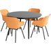 Hartman Sophie Rondo Elegance tuinstoel - 2 stuks - zwart frame - oranje - set van 4 met ronde tuintafel