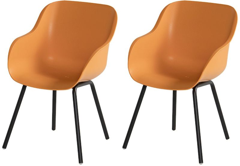 Hartman Sophie Rondo Elegance tuinstoel - 2 stuks - zwart frame - oranje