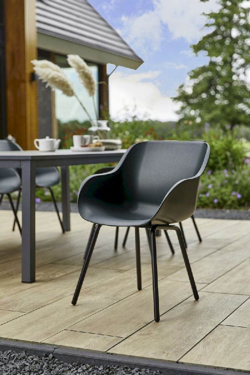 Hartman Sophie Rondo Elegance tuinstoel - 2 stuks - zwart frame - donkergroen