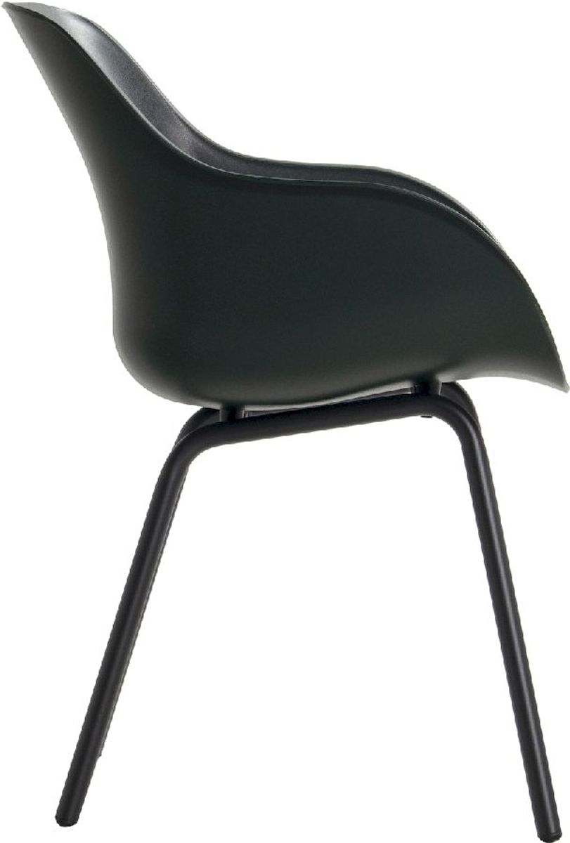 Hartman Sophie Rondo Elegance tuinstoel - 2 stuks - zwart frame - donkergroen - zijkant