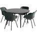 Hartman Sophie Rondo Elegance tuinstoel - 2 stuks - zwart frame - donkergroen - set van 4 met ronde tuintafel