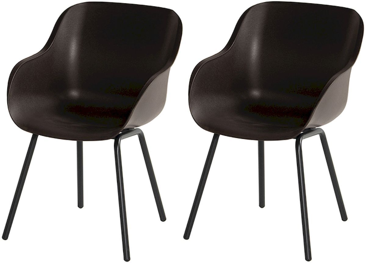 Hartman Sophie Rondo Elegance tuinstoel - 2 stuks - zwart frame - bruin