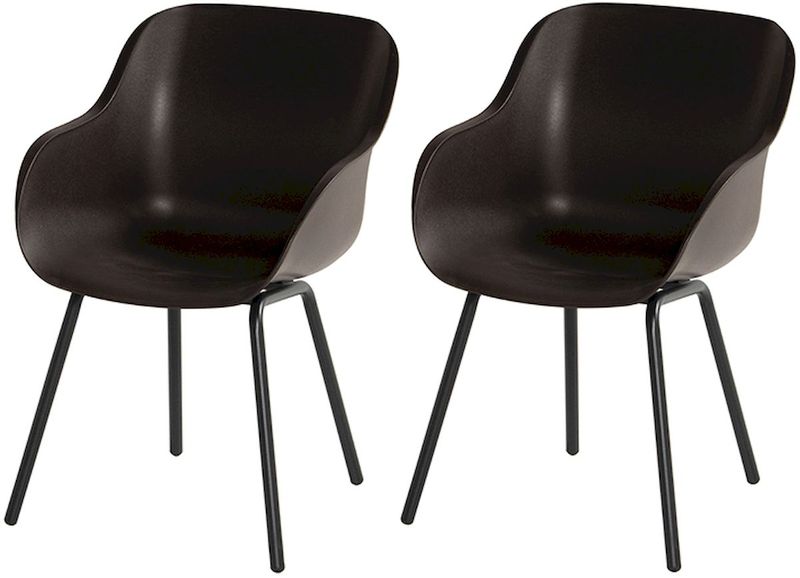 Hartman Sophie Rondo Elegance tuinstoel - 2 stuks - zwart frame - bruin