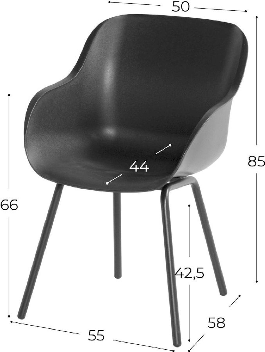 Hartman Sophie Rondo Elegance tuinstoel - 2 stuks - antraciet frame - antraciet - afmetingen
