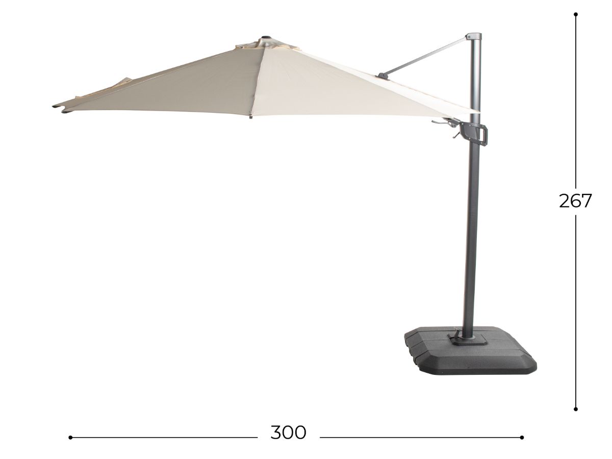 Hartman Shadowflex zweefparasol - afmetingen