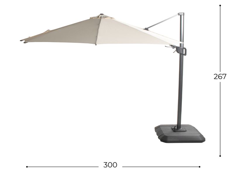 Hartman Shadowflex zweefparasol - afmetingen