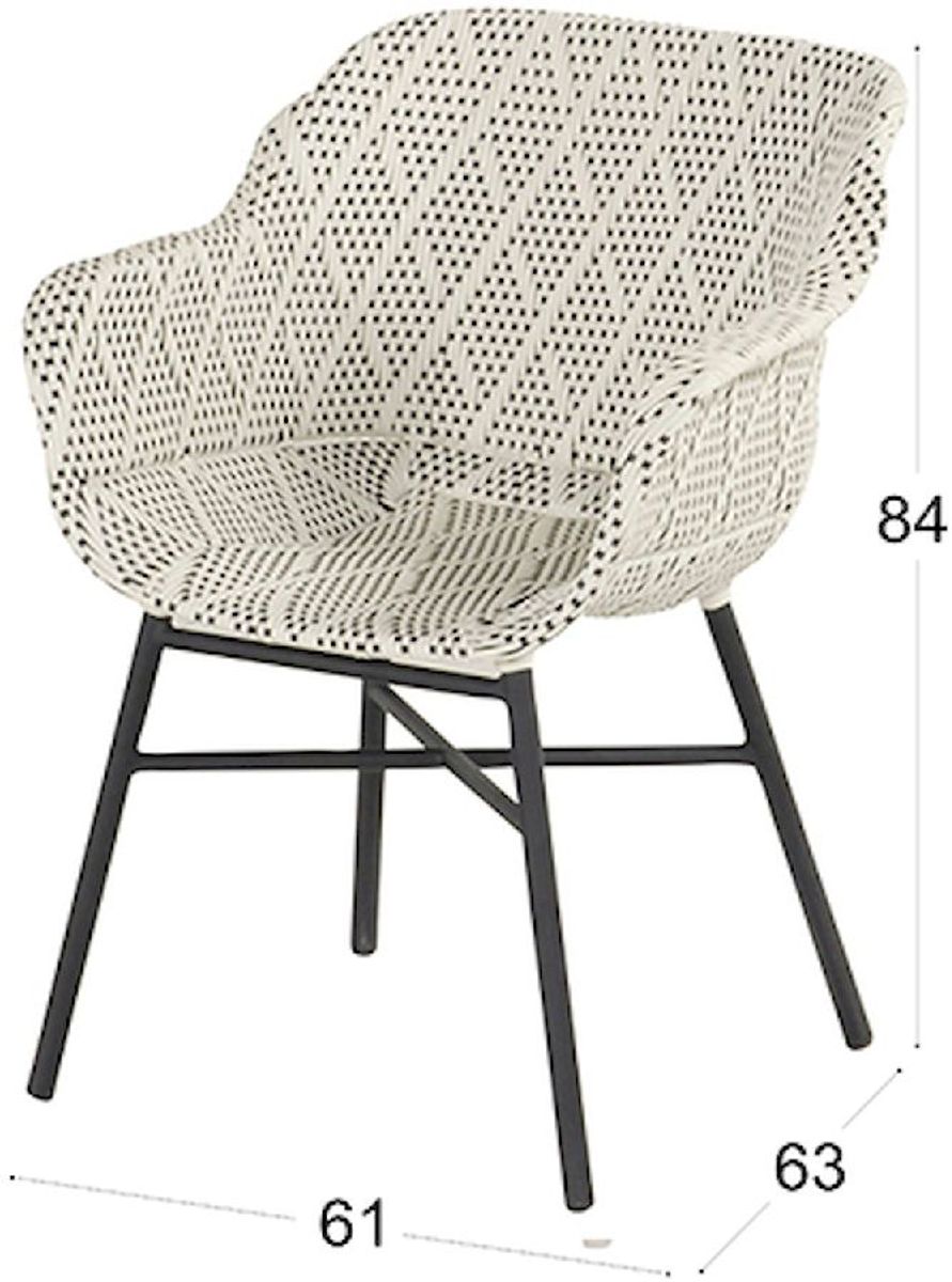 Hartman Delphine tuinstoel - zwart frame - grijs - afmetingen