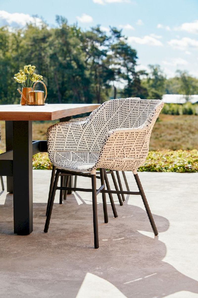 Hartman Delphine tuinstoel - zwart frame - grijs