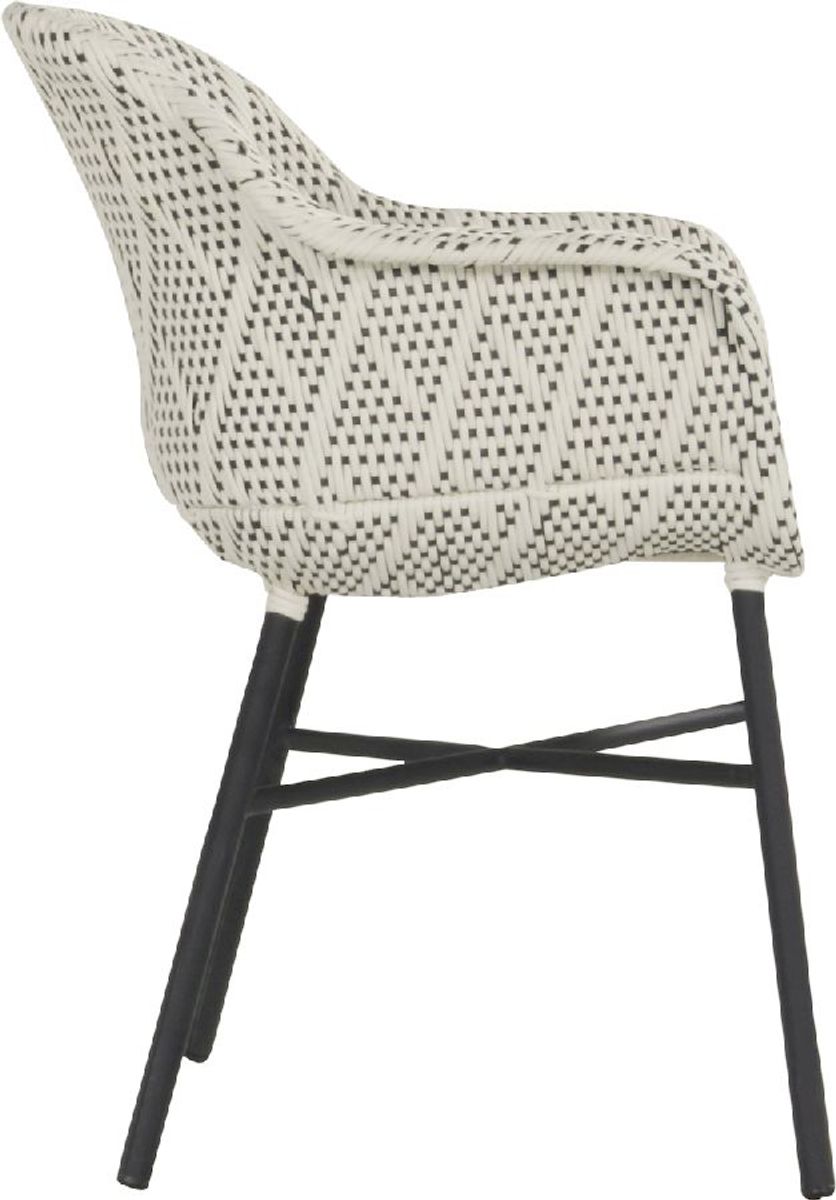 Hartman Delphine tuinstoel - zwart frame - grijs - zijkant