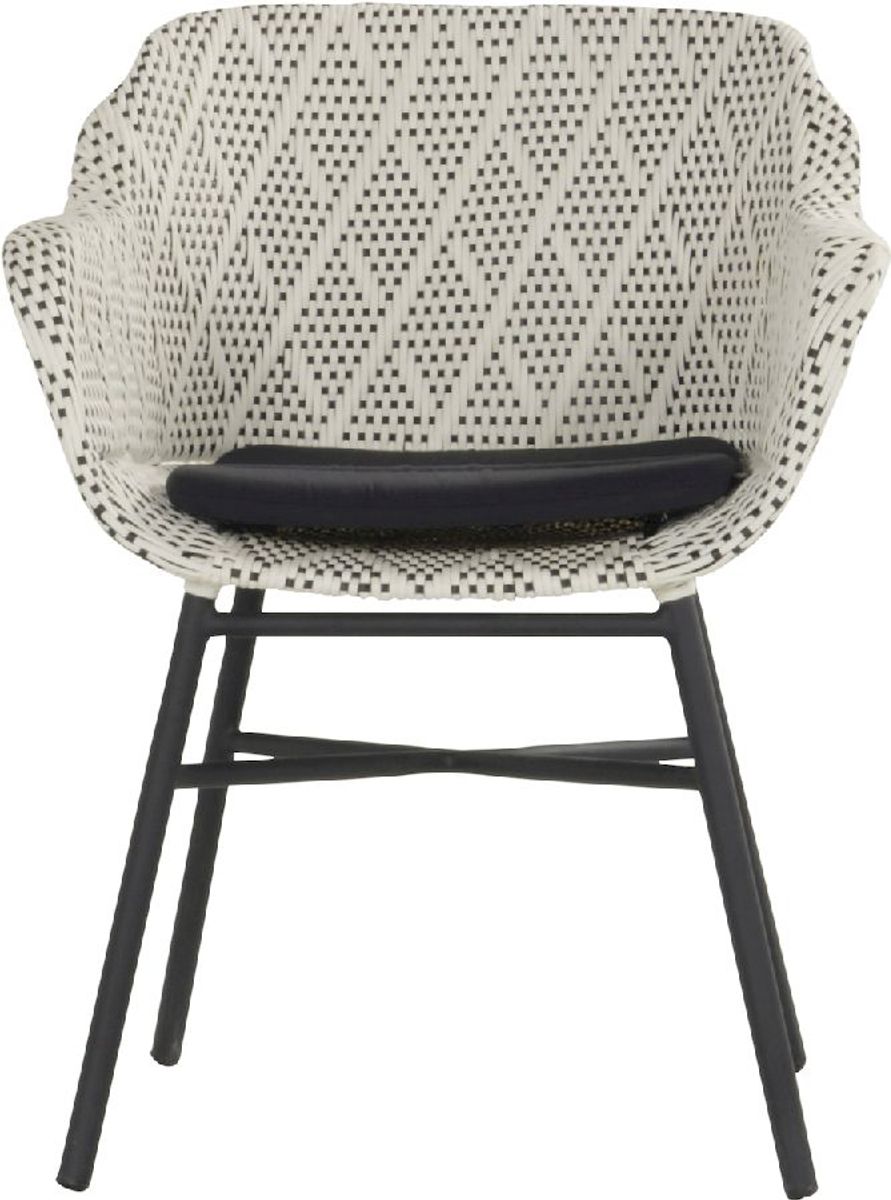 Hartman Delphine tuinstoel - zwart frame - grijs - voorkant