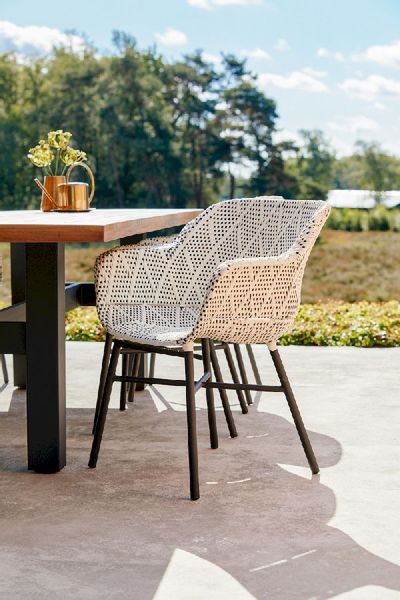 Hartman Delphine tuinstoel - zwart frame - grijs