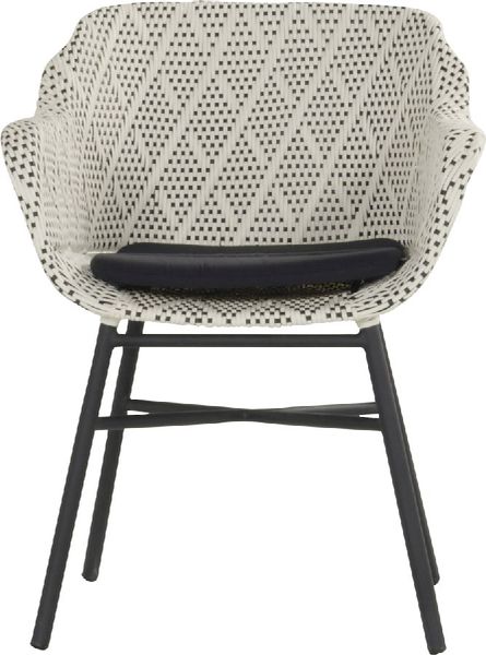 Hartman Delphine tuinstoel - zwart frame - grijs - voorkant