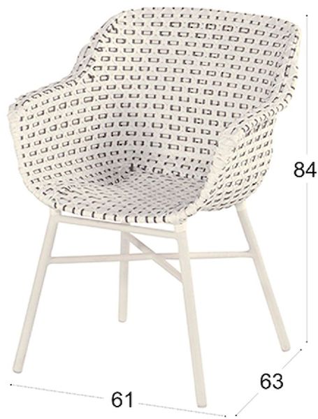 Hartman Delphine tuinstoel - wit frame - wit - afmetingen